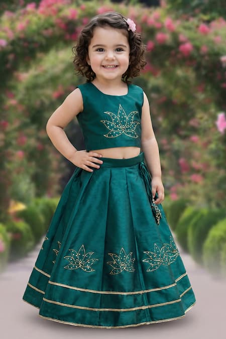 Maaikid Ombre Woven Lehenga & Crop Top Set 