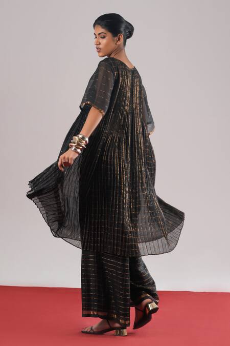 Urvashi Kaur Echo Block Print Pleated Dress 