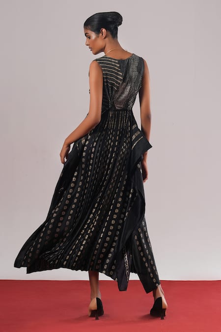 Urvashi Kaur Tamma Brocade Silk Pleated Dress 