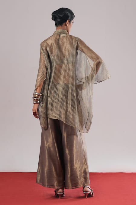 Urvashi Kaur Heiko Checkered Woven Farshi Palazzo 