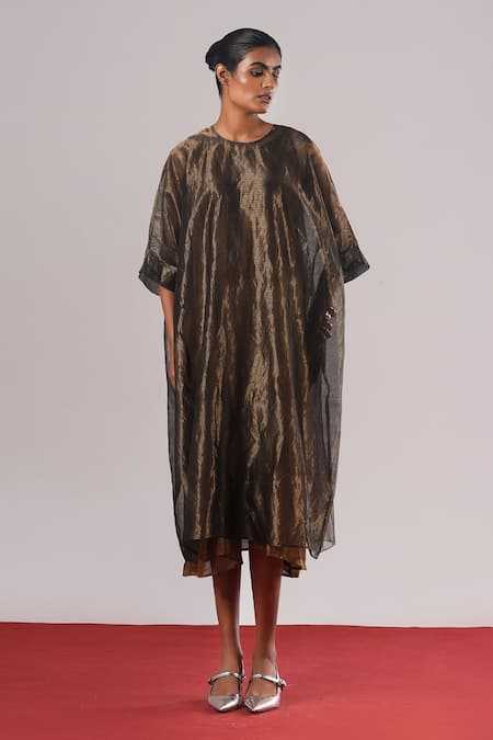 Urvashi Kaur Yuki Textured Woven Midi Dress 