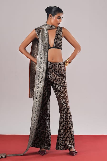 Urvashi Kaur Zyra Brocade Silk Wide-Leg Pant 