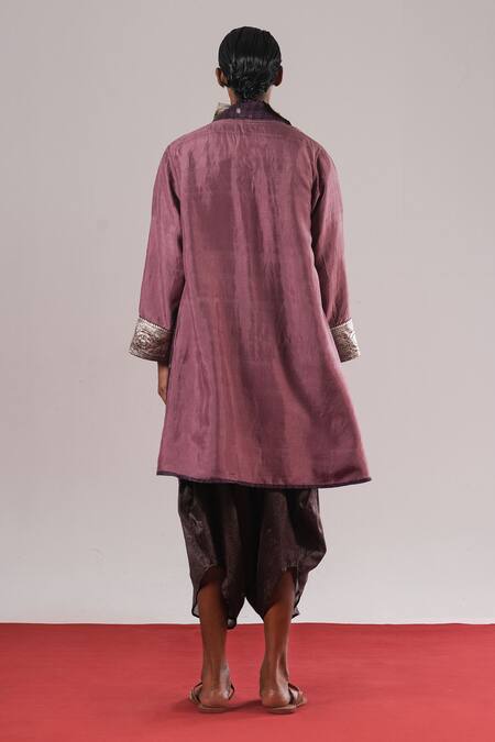 Urvashi Kaur_Purple Silk Yoru Handwoven Brocade Jacket _Online_at_Aza_Fashions