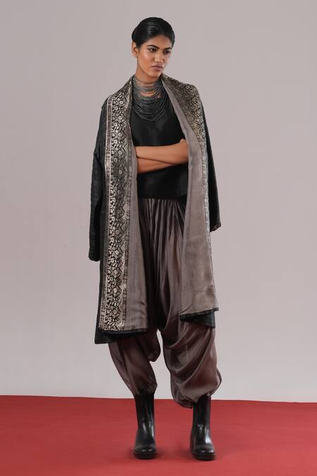 Shop_Urvashi Kaur_Grey Cotton, Silk Quotient Solid Salwar _Online_at_Aza_Fashions