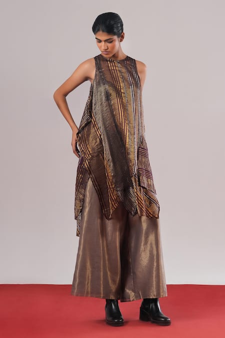 Urvashi Kaur Michi Tissue Silk Asymmetric Tunic 