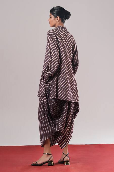 Urvashi Kaur Denote Striped Handwoven Draped Pant 