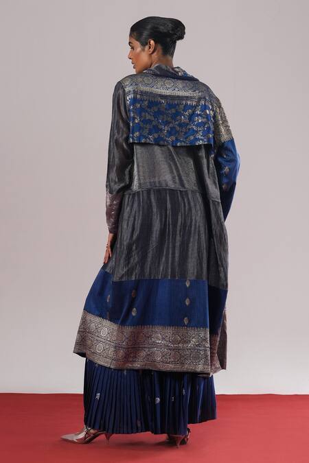 Urvashi Kaur Patchwork Brocade Woven Trench Jacket 