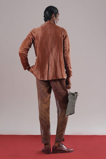 Urvashi Kaur Sleet Striped Pattern Single Breasted Blazer 