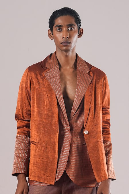 Urvashi Kaur Dash Handwoven Striped Blazer 