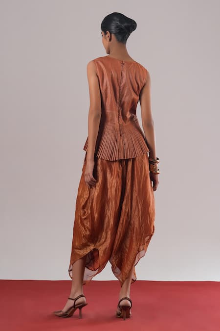 Urvashi Kaur Linea Micro Pleated Peplum Top 