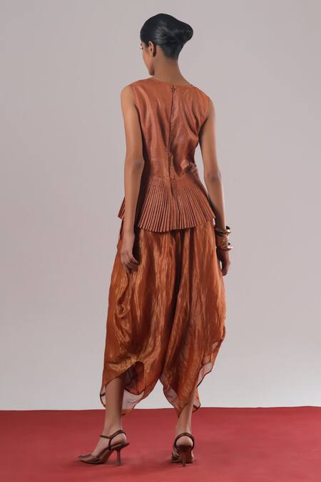 Urvashi Kaur Draped Tissue Silk Thin Stripe Lounge Pant 