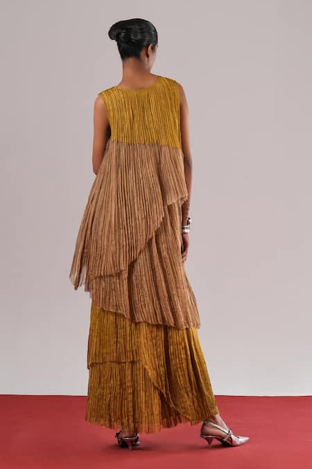 Urvashi Kaur Kawa Knife Pleated Layered Dress 