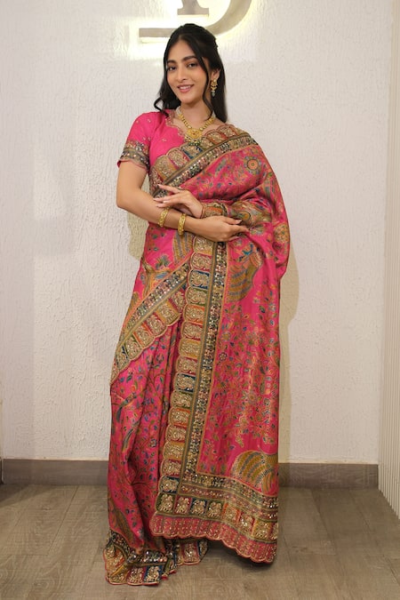 Label Deepshika Agarwal Scallop Border Embroidered Saree With Blouse 