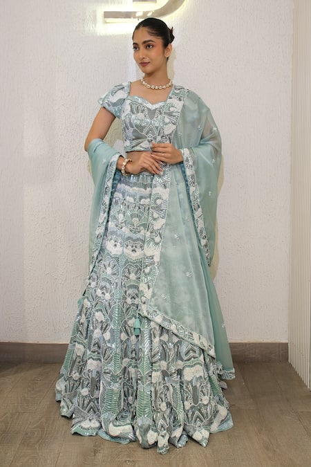 Label Deepshika Agarwal Hand Embroidered Lehenga Set 