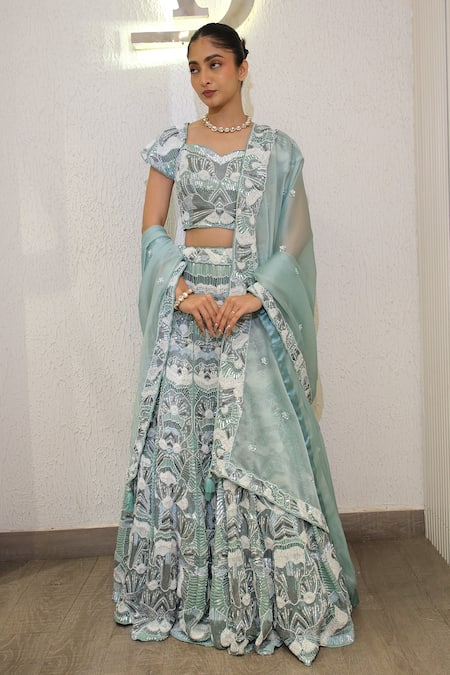 Label Deepshika Agarwal Hand Embroidered Lehenga Set 