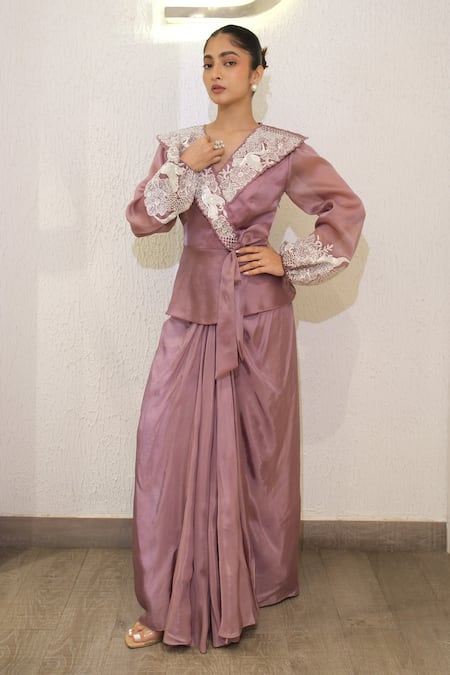 Label Deepshika Agarwal Hand Embroidered Jacket & Dhoti Skirt Set 