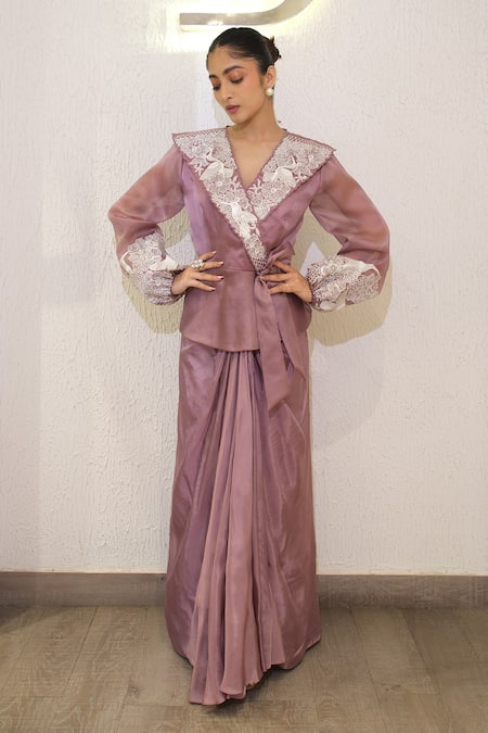 Label Deepshika Agarwal Hand Embroidered Jacket & Dhoti Skirt Set 