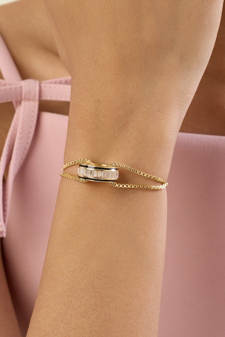 Shop Isharya Gold Plated Crystals Vysion Bolo Bracelet at Aza Fashions Shop_Isharya_Gold Plated Crystals Vysion Bolo Bracelet _at_Aza_Fashions