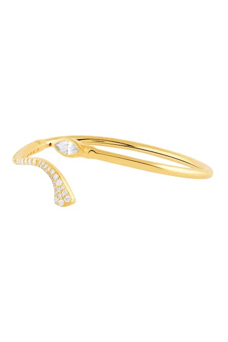 Buy_Isharya_Gold Plated Crystals, Stones Celune Cuff Bracelet _Online_at_Aza_Fashions