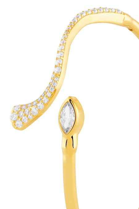 Shop_Isharya_Gold Plated Crystals, Stones Celune Cuff Bracelet _Online_at_Aza_Fashions