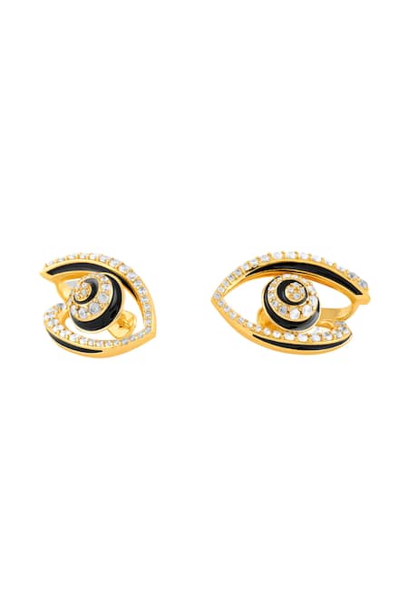 Isharya_Gold Plated Crystals Somnia Eye Stud Earrings _Online_at_Aza_Fashions