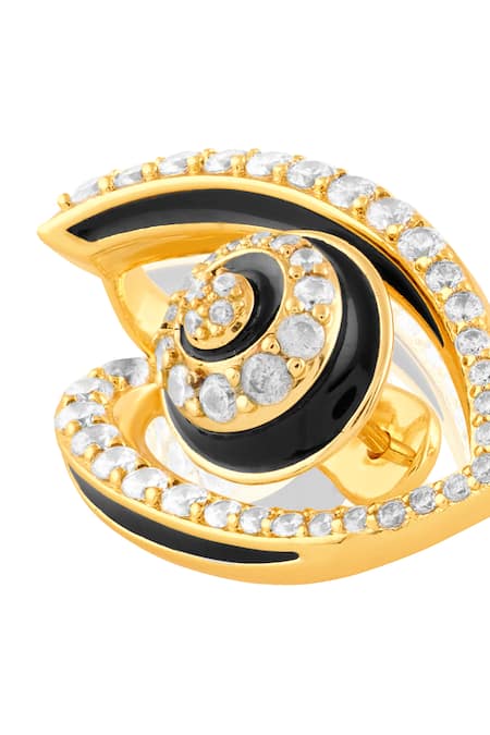 Shop_Isharya_Gold Plated Crystals Somnia Eye Stud Earrings _Online_at_Aza_Fashions