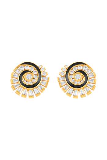 Buy Isharya Gold Plated Crystals, Stones Soluna Spiral Stud Earrings Online at Aza Fashions Buy_Isharya_Gold Plated Crystals, Stones Soluna Spiral Stud Earrings_Online_at_Aza_Fashions