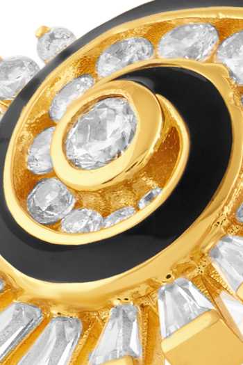 Shop Isharya Gold Plated Crystals, Stones Soluna Spiral Stud Earrings Online at Aza Fashions Shop_Isharya_Gold Plated Crystals, Stones Soluna Spiral Stud Earrings_Online_at_Aza_Fashions