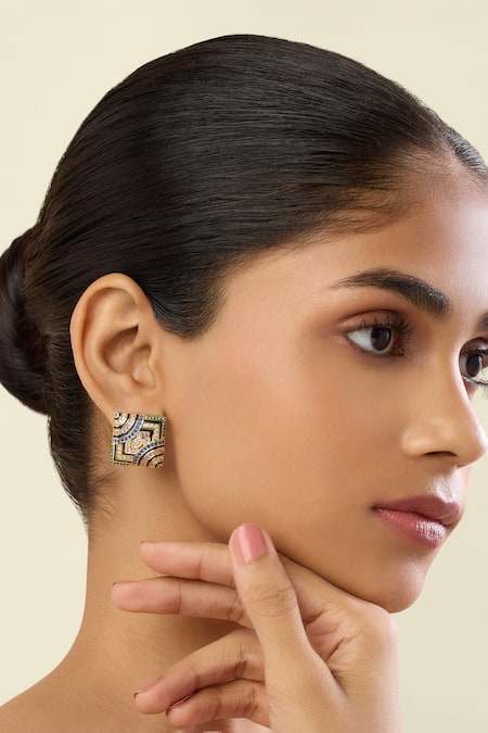 Isharya Delyra Square Stud Earrings 