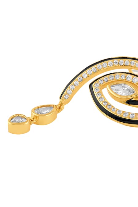 Shop_Isharya_Gold Plated Crystals Dream Drip Stud Earrings _Online_at_Aza_Fashions