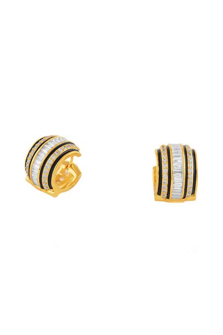 Isharya_Gold Plated Crystals, Stones Mirage Huggie Hoop Earrings _Online_at_Aza_Fashions