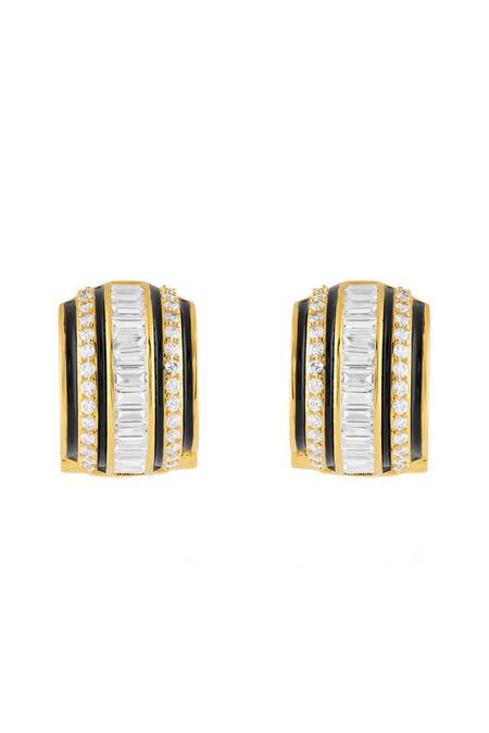 Buy_Isharya_Gold Plated Crystals, Stones Mirage Huggie Hoop Earrings _Online_at_Aza_Fashions