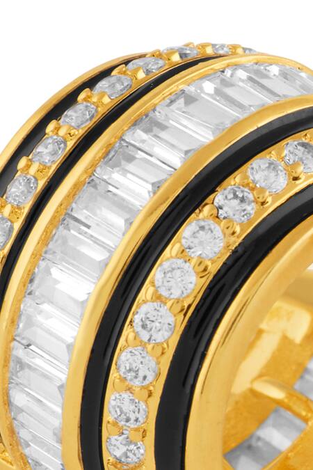 Shop_Isharya_Gold Plated Crystals, Stones Mirage Huggie Hoop Earrings _Online_at_Aza_Fashions