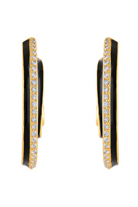 Buy_Isharya_Gold Plated Crystals Notura Hoop Earrings _Online_at_Aza_Fashions