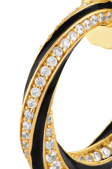 Shop_Isharya_Gold Plated Crystals Notura Hoop Earrings _Online_at_Aza_Fashions