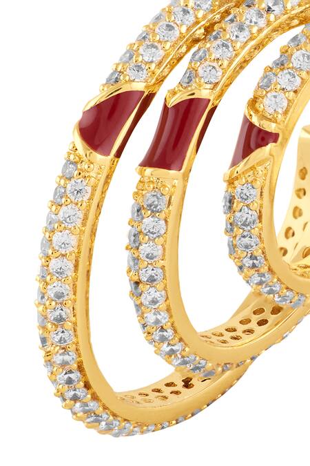 Shop_Isharya_Gold Plated Crystals Eclipta Triple Hoop Earrings _Online_at_Aza_Fashions
