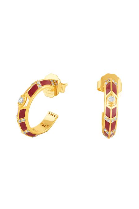 Isharya_Gold Plated Crystals Auralis Fiery Hoop Earrings _Online_at_Aza_Fashions