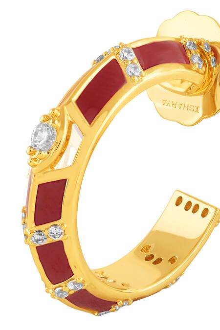 Shop_Isharya_Gold Plated Crystals Auralis Fiery Hoop Earrings _Online_at_Aza_Fashions