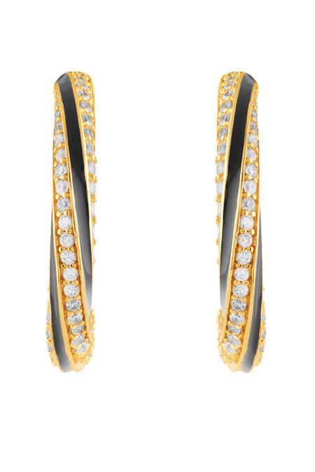 Isharya_Gold Plated Crystals Phantasma Double Hoop Earrings _Online_at_Aza_Fashions