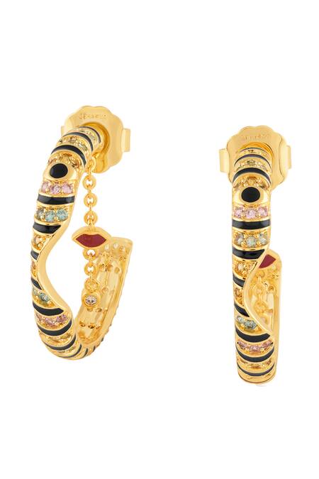 Isharya_Multi Color Crystals, Stones Illusia Statement Earrings _Online_at_Aza_Fashions