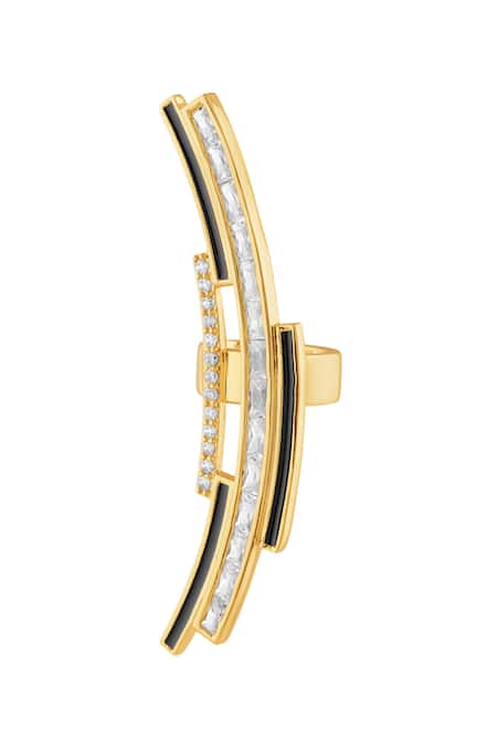 Isharya_Gold Plated Crystals, Stones Mirova Ear Cuffs _Online_at_Aza_Fashions