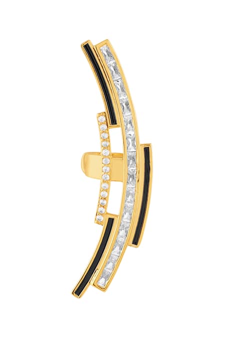 Buy_Isharya_Gold Plated Crystals, Stones Mirova Ear Cuffs _Online_at_Aza_Fashions