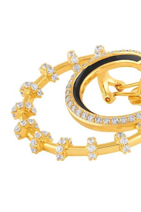 Shop_Isharya_Gold Plated Crystals Tanguya Double Hoop Earrings _Online_at_Aza_Fashions