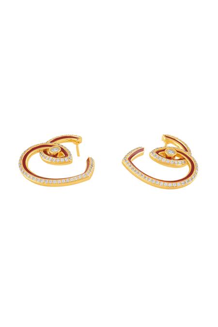 Isharya_Gold Plated Crystals Gala Heart Hoop Earrings _Online_at_Aza_Fashions