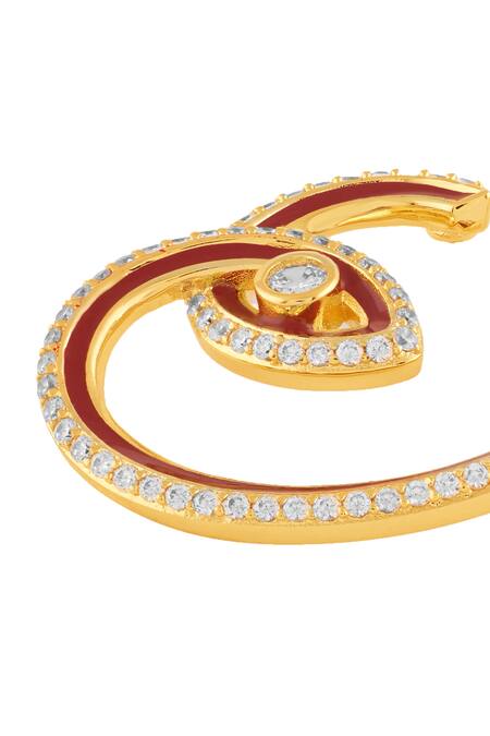 Buy_Isharya_Gold Plated Crystals Gala Heart Hoop Earrings _Online_at_Aza_Fashions