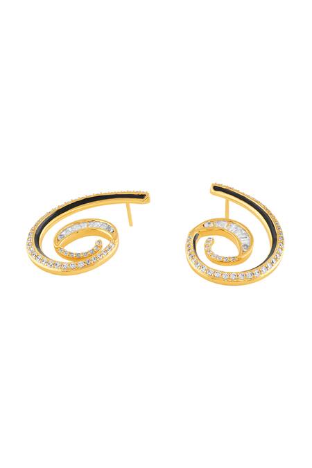 Isharya_Gold Plated Crystals Surra Statement Hoop Earrings _Online_at_Aza_Fashions