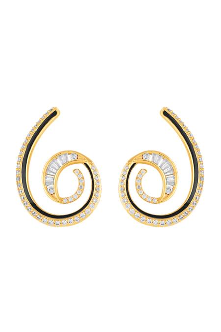 Buy_Isharya_Gold Plated Crystals Surra Statement Hoop Earrings _Online_at_Aza_Fashions