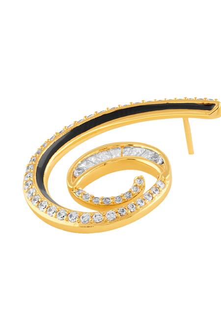 Shop_Isharya_Gold Plated Crystals Surra Statement Hoop Earrings _Online_at_Aza_Fashions