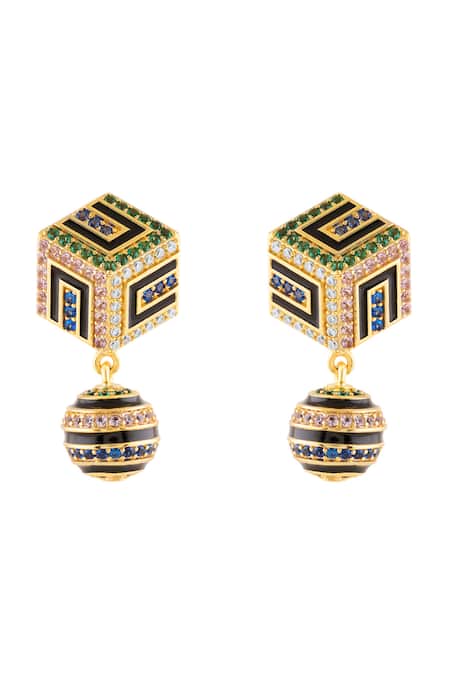 Buy Isharya Multi Color Crystals Arpelle Surreal Dangler Earrings Online at Aza Fashions Buy_Isharya_Multi Color Crystals Arpelle Surreal Dangler Earrings _Online_at_Aza_Fashions