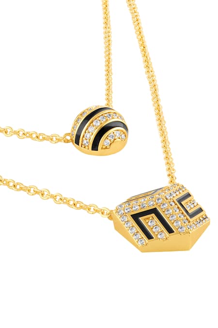 Shop_Isharya_Gold Plated Dustelle Layered Necklace _Online_at_Aza_Fashions